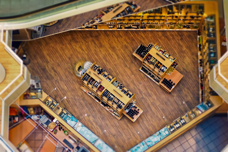 modern, shopping, industry, library, indoors, goods, shelf, building, large group of objects, miniature effect, consumerist temple, focus on foreground