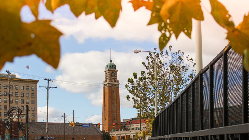 building exterior, city, travel destinations, cleveland ohio, spire, sky, outdoors, skyscraper, westside market, office building exterior, fall, building