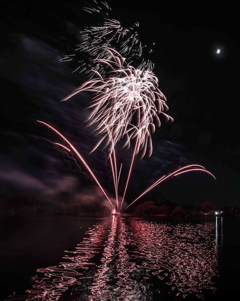 ontario, firework, sky, wire wool, water, celebration, nature, arts culture and entertainment, sparks, illuminated, canada, glowing, waterfront, long exposure
