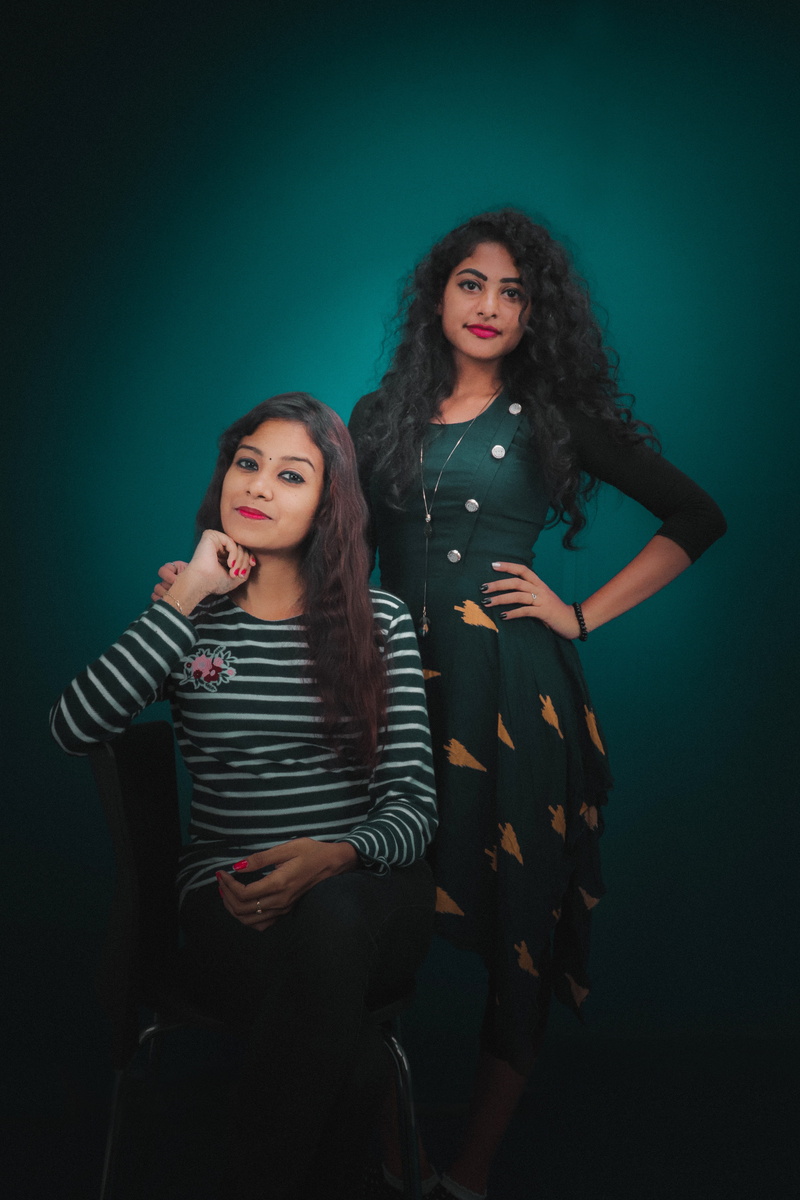 long hair, looking at camera, style, beautiful woman, young adult, women, hairstyle, fashion, three quarter length, indoor, standing, teenager, togetherness