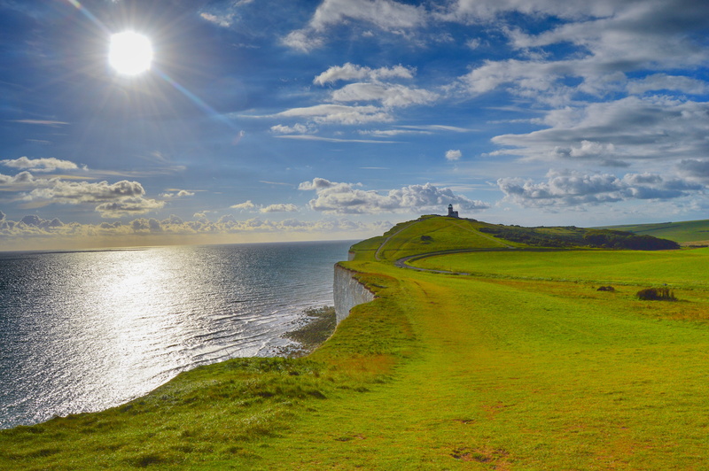 brighton, nature, cliffs, cliff, idyllic, tranquility, scenics - nature, sunlight, land, plant, seven sisters country park, grass, seven sisters, environment