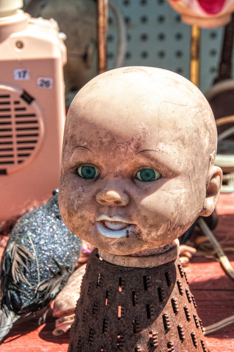 4K, lifestyles, round top, eyes, childhood, smiling, close-up, baby, plastic, evil, one person, toy, dead, halloween, day, human representation, fear