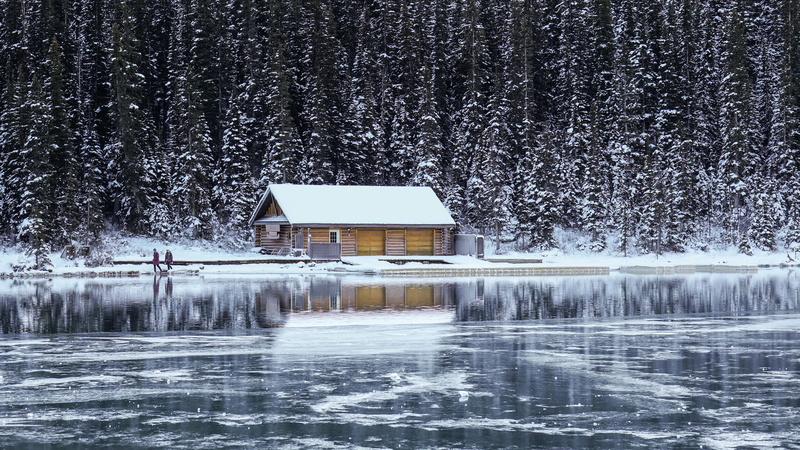 house, brown, wooden, little, LITTLE HOUSE, river, 1080P, cabin, forest, white