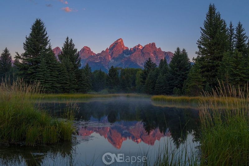 Nature, the sky, USA, light, Wyoming, reflection, morning, 1080P, peaks, mountains, the snake river, forest, Schwabachers Landing, national Park Grand