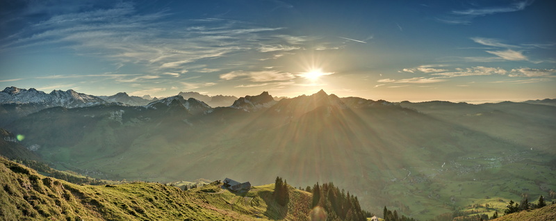hills, mountain Peak, outdoors, summer, sel-1018, switzerland, darktable, photo, hdr, sky, Panorama, sunrise, scenics, mountain, panotools, a6000, landscape