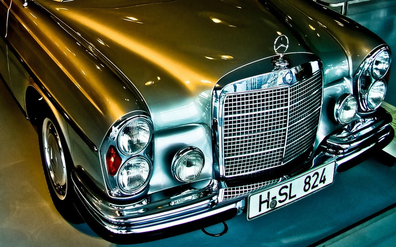 lighting equipment, modern, motor vehicle, electric lamp, vehicle light, vintage car, headlight, close-up, steel, reflection, indoors, no people, mercedes benz car old car 300 sel 6_3