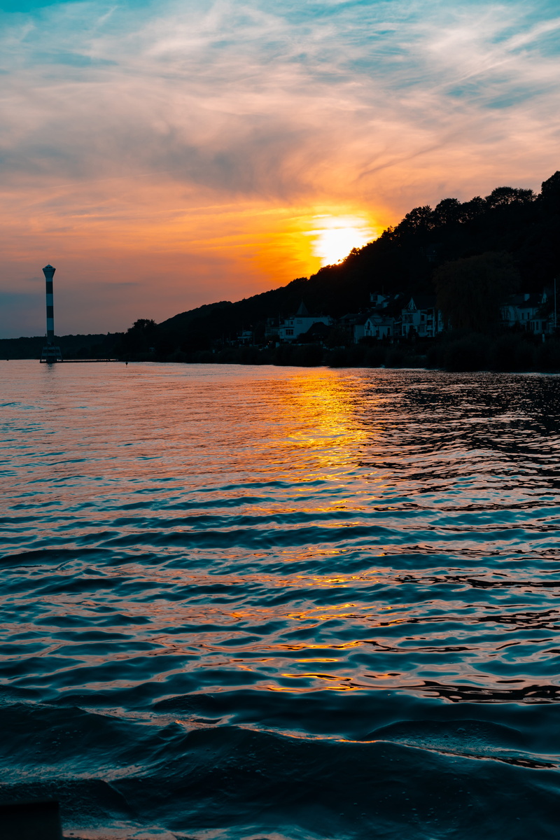 sunset, rippled, beauty in nature, sky, sundown, silhouette, blue, summer, water, sea, wasser, land, 5K, sun, tranquil scene, tranquility, feel, sommer
