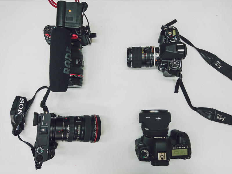 filmmaking, equipment, tripod, mirrorless, sony a7, rectangle, close-up, camera lens, alloy wheel, connection, high angle view, control, sony a6300, nikon df