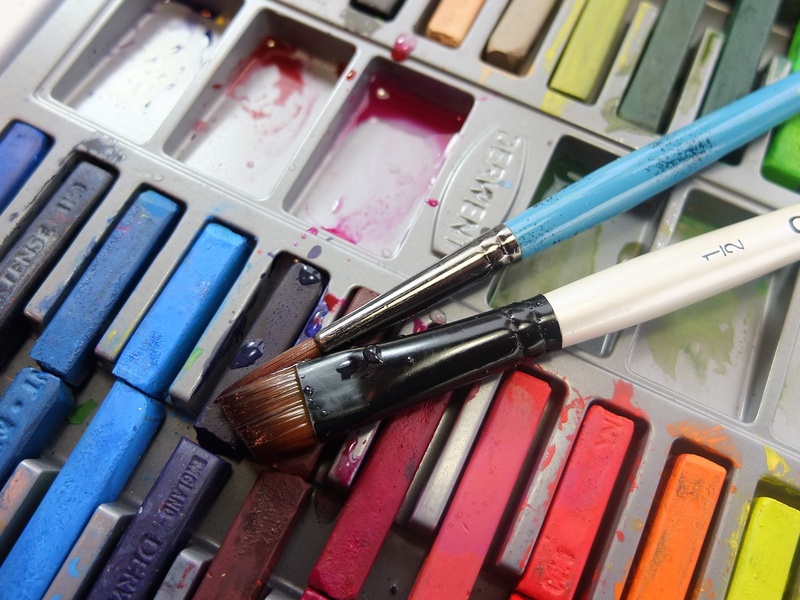 writing instrument, pallet, art, container, choice, artist, communication, hobby, colorful, art and craft equipment, high angle view, bright, large group of objects