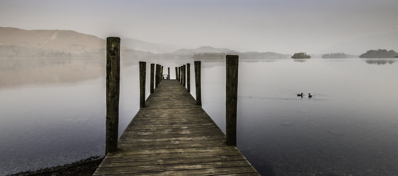 5K, lake, landscapes, no people, cumbria, day, outdoor, water, england, wood - material, derwent, fog, nature, keswick, built structure, beauty in nature