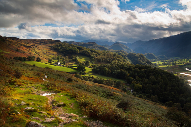 Derwent water, forest, 2K, mountains, clouds, UK, field