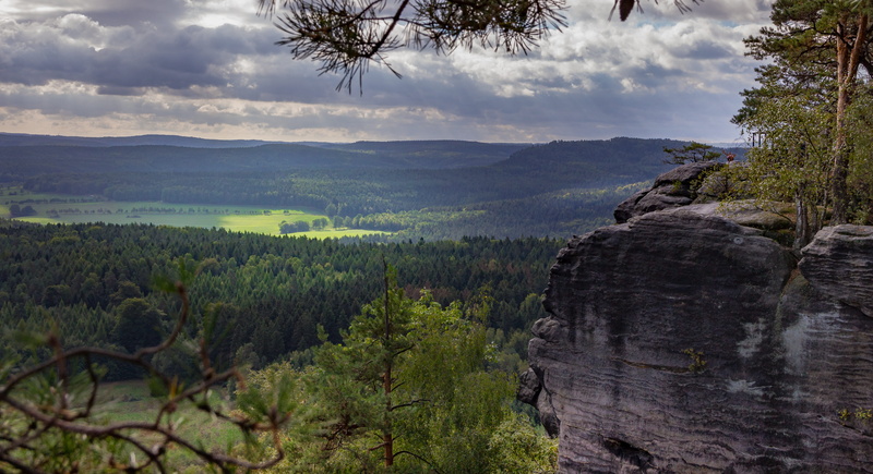 tranquil scene, plant, stones, sandstone mountain, no people, saxon switzerland, sand stone, sky, mountain, cloud - sky, landscape photography, outdoors