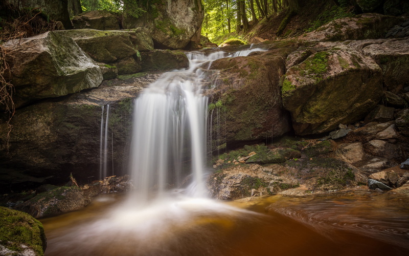 falling water, germany, motion, flowing water, blurred motion, rainforest, non-urban scene, solid, rock formation, land, 4K, national, beauty in nature