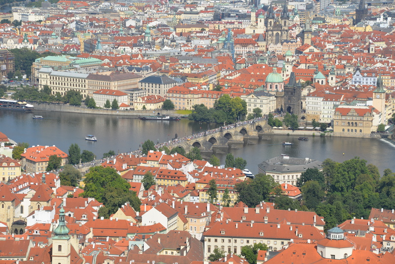 charles bridge, panorama, prague, water, building exterior, cityscape, bridge, nature, religion, city, community, government, 5K, high angle view, building