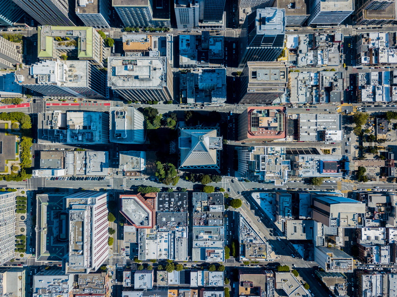 building exterior, urban sprawl, buildings, city life, high, roof, rise, view, urban, cityscape, aerial, apartment, landscape, day, street, bay area, tower