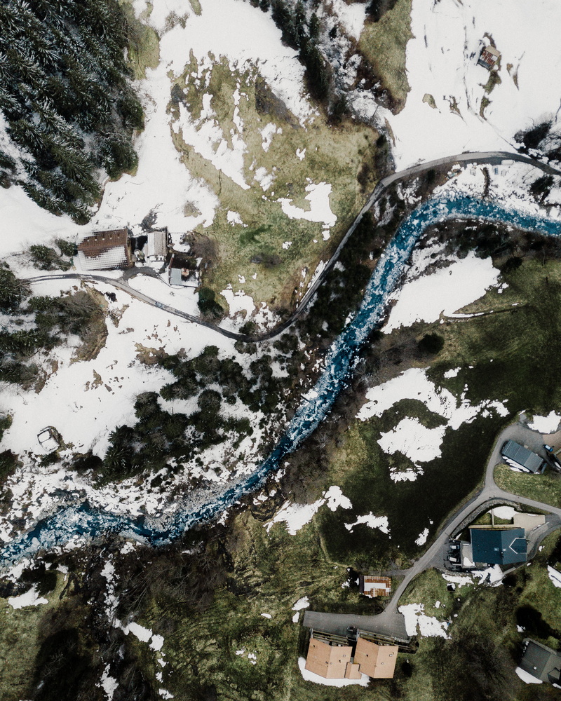 road, river, 2K, architecture, walking, snow, built structure, drone view, awesome, mountain, plant, eyeview, nature, aerial, lake, beauty in nature, cold temperature