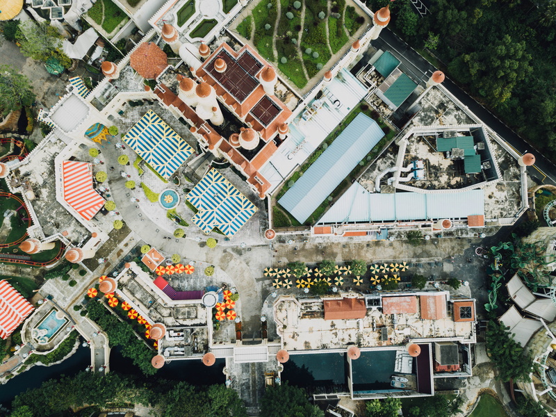 tree, no people, architecture, birdseye, photo, nature, cityscape, birds, townscape, building, high angle view, residential district, built structure, rooftop