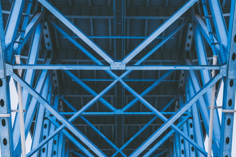 geometric, symmetrical, worm, construction, architectural feature, bridge, grey, design, steel, frame, building exterior, city, day, close-up, metal, looking up