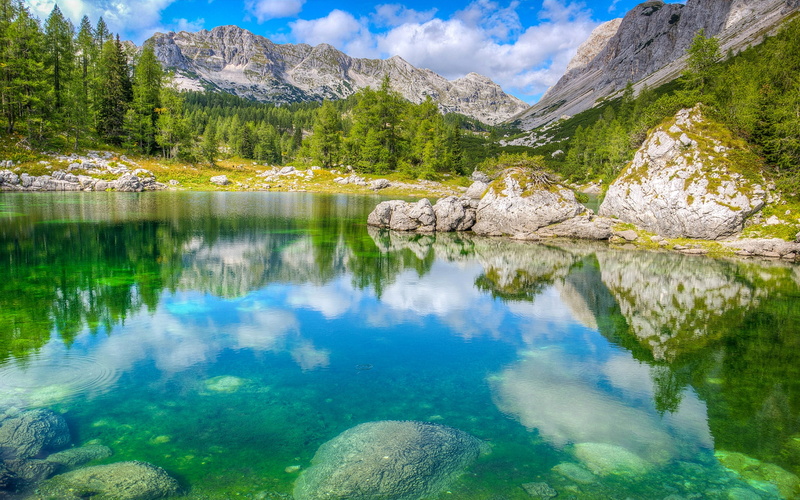 2K, triglav, mountains, parks, national, stones, fir, lake, nature, slovenia, park, scenery
