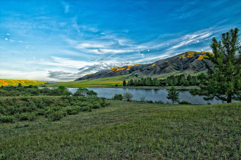sky, non-urban scene, Landscape, mountain, scenics, 5K, mountain range, environment, tranquility, cloud - sky, plant, no people, water, green color, mongolia
