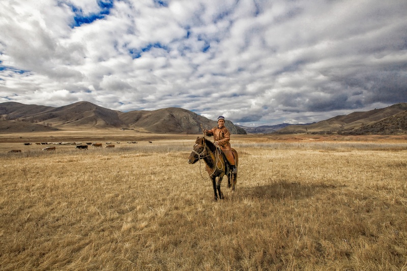 cloud - sky, mountain range, 2K, mountain, earth, mature men, walking, environment, one person, animal, land, man, outdoors, late autumn, sky, horse, scenics - nature