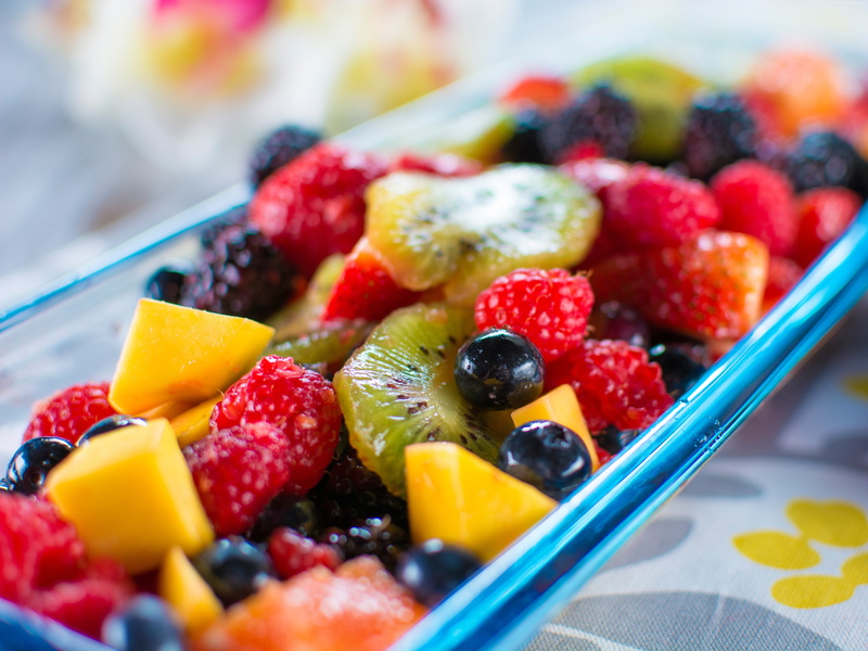 5K, Raspberry, Hawaiian Fresh Fruit Salad, kiwi, mango, strawberry, blueberry, blackberry