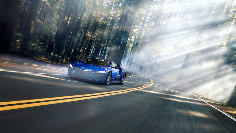 honda nsx, forest, road, honda, city, on the move, the way forward, transportation, motion, car, outdoors, blurred motion, nature, 4K, long exposure, travel