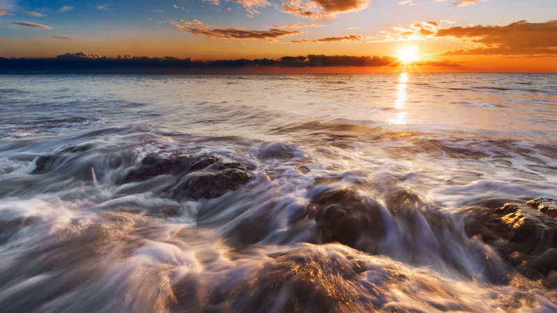 Italy, tranquil scene, tranquility, sky, sea, Sunlight, horizon over water, sun, idyllic, 4K, nature, motion, orange color, water, Sunset, outdoors, no people