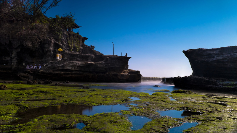 blue, rock - object, non-urban scene, tranquil scene, 4K, beach, water, sea, land, clear sky, rock, beauty in nature, nature, rock formation, sky, day