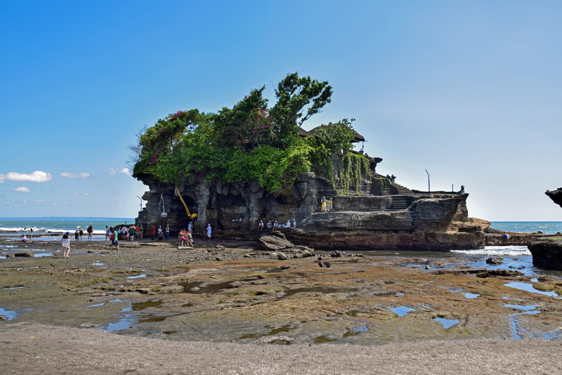 Temple, nature, hinduism, sand, tourist, rock - object, Indonesia, travel destinations, group of people, tanah lot, sky, beach, holiday, Bali, outdoors