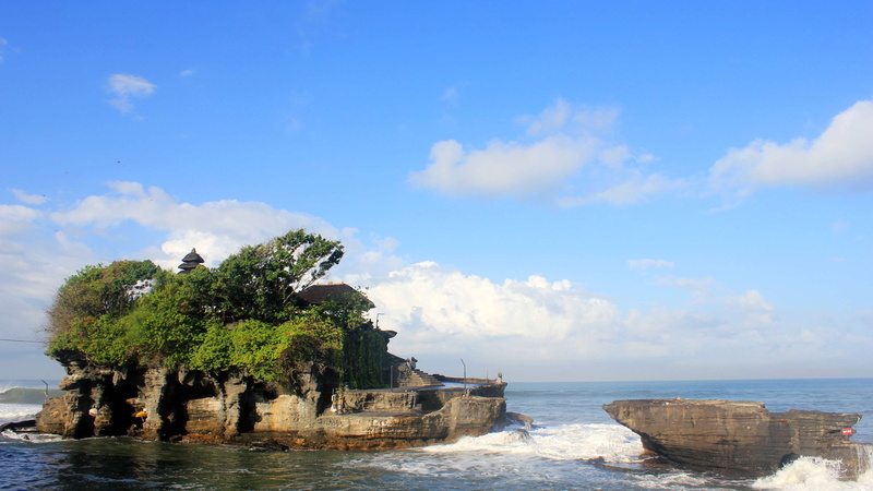 budha, land, blue, no people, bali island, outdoors, tanah lot, scenics - nature, rock, bali, sea, day, sky, 2K, solid, water, tree, plant, beauty in nature