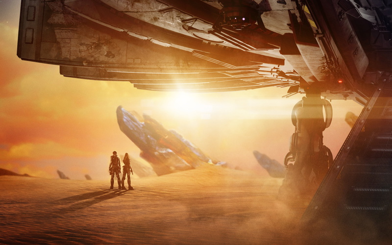 sand, Cara Delevingne, Valerian, Dane DeHaan, planet, the astronauts, Laureline, stones, fiction, the sun, suits, spaceship, Valerian and the City of a Thousand Planets