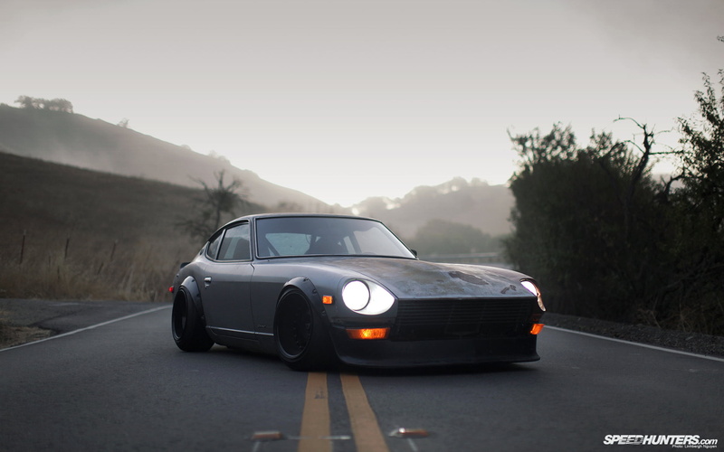 tuning, road, gray cars, oldtimers, classic car, front angle view, old car, Speedhunters, car, vehicle, Japanese cars, Nissan, Nissan S30, lowered, 1080P