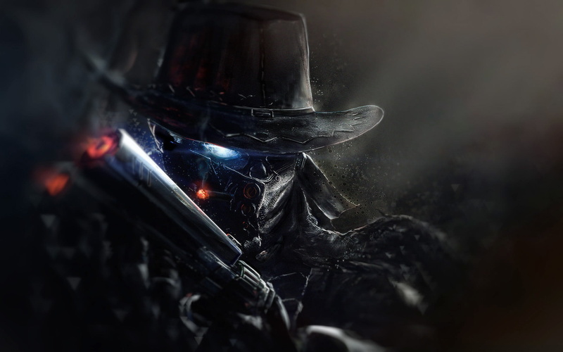 Fiction, 1080P, Eyes, Art, Face, Fantasy, Cyborg, Cowboy, Character Designs, Gun, Marcel Kaiser, by Marcel Kaiser, Hat