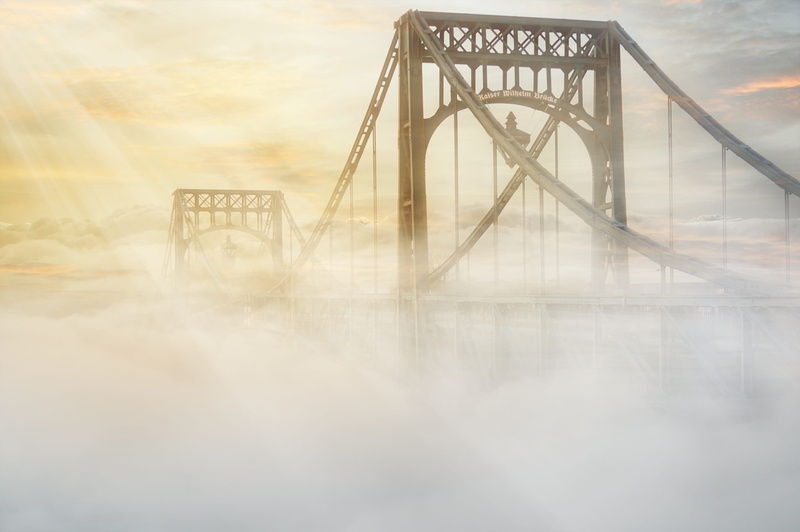 monument, kw-bridge, sky, landmark, digital composite, emperor, connection, no people, travel destinations, history, nature, brown, cloud - sky, suspension bridge