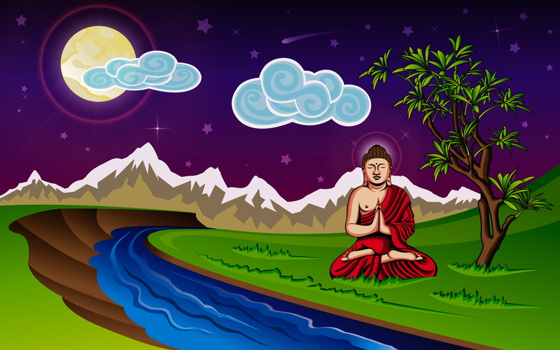sky, happiness, buddha, 4K, art, young men, full length, casual clothing, young adult, beside, one person, tree, real people, blue, men, God, front view