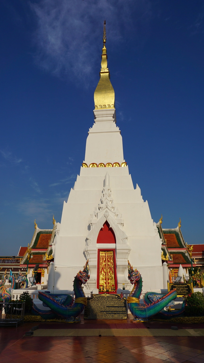 religion, place of worship, wat phra that choeng chum, measure, thailand temple, building, nature, blue, spire, outdoors, sky, the temple, painting, phra that choeng chum