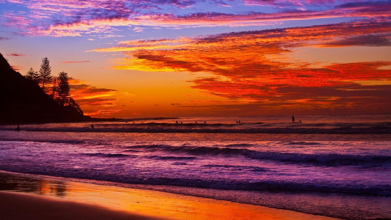 color, romantic sky, outdoors, idyllic, calm, beauty in nature, scenery, coast, dramatic sky, sunlight, nature, beach, wave, sky, tranquil scene, motion