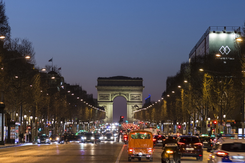 motor vehicle, 5K, attraction, lights, landmark, built structure, tree, sky, night, architecture, light, european, france, paris, travel, illuminated