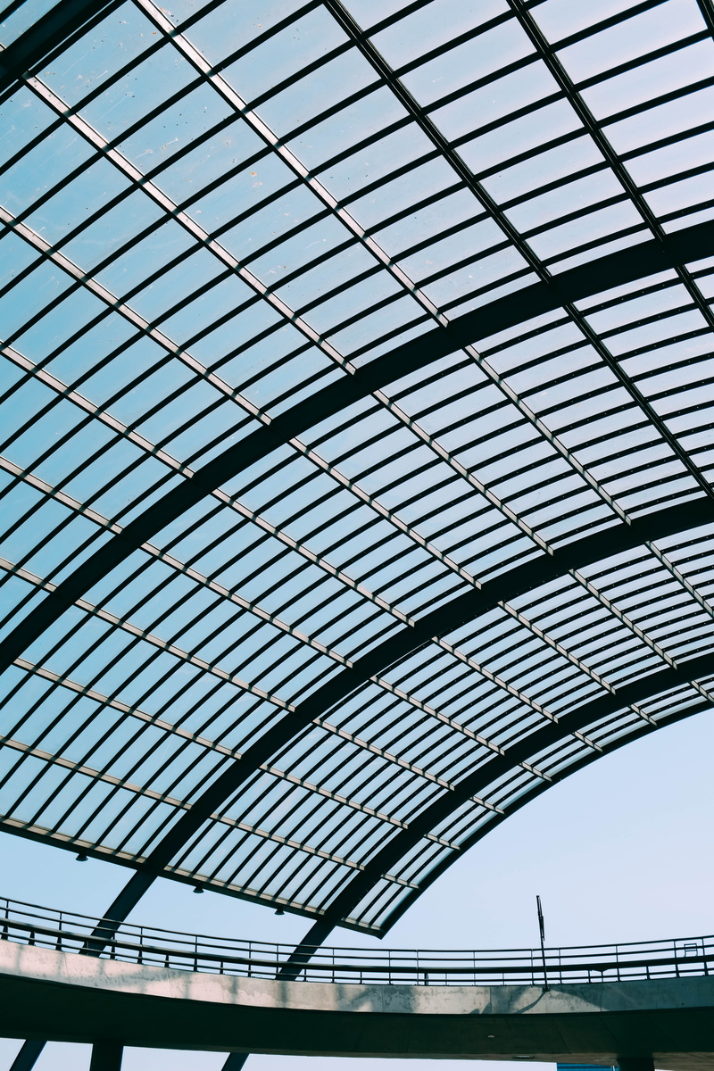 city, metro, transportation, lines, glass - material, 5K, sky, modern, bridge, roof, amsterdam, line, curves, built structure, indoors, sunlight