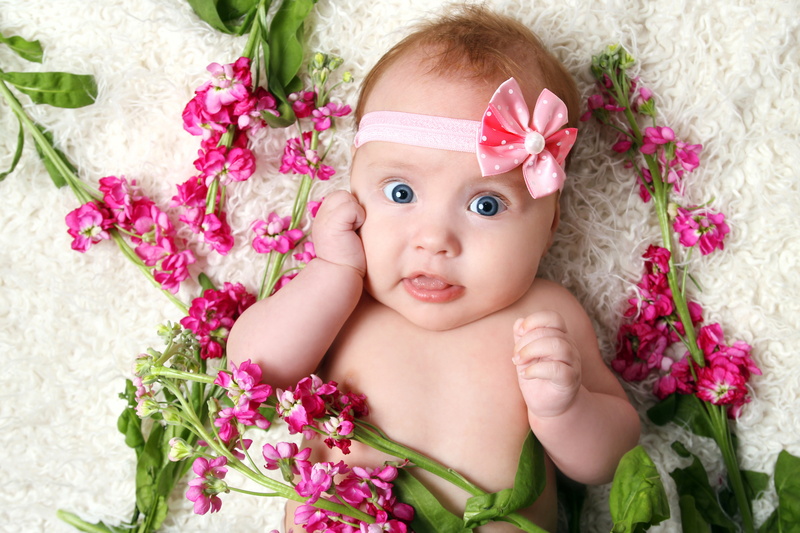 people, baby, big blue eyes, lovable, females, springtime, beautiful girl, pink, beautiful, single Flower, small, little girl, happy, smiling, flowering plant