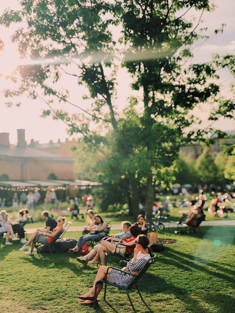 park, sitting, fete, summer, group of people, togetherness, outdoors, garden, green color, relaxation, lifestyles, leisure activity, day, hot, women, grass
