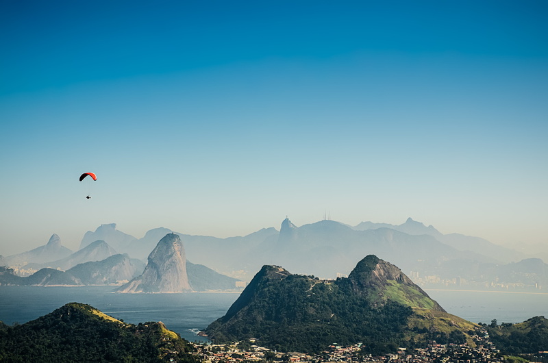 water, paragliding, christ the redeemer, scenics - nature, nature, rio de janeiro, tranquility, flying, environment, mountain peak, 4K, geren, olympics 2016