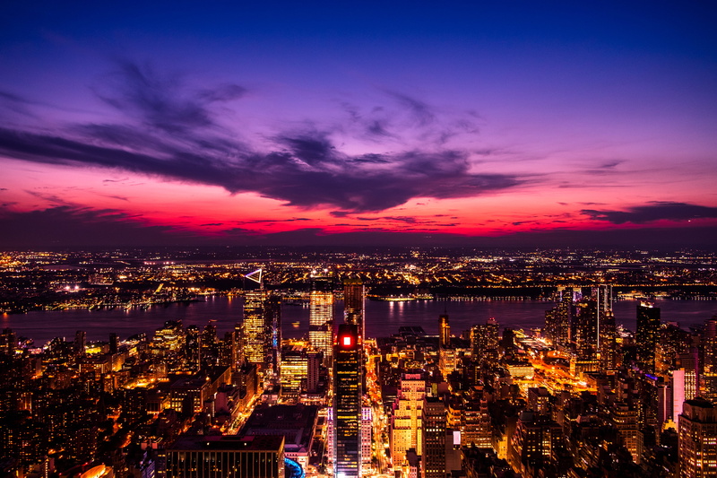 panoramic view, citylights, building exterior, photography, skyscraper, architecture, evening sky, residential district, skyscrapers, light, 4K, aerial