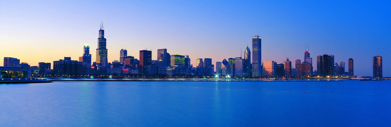 urban Skyline, river, dusk, night, American, Megalopolis, photo, near, body, city, skyscraper, body of water, downtown District, high, built Structure