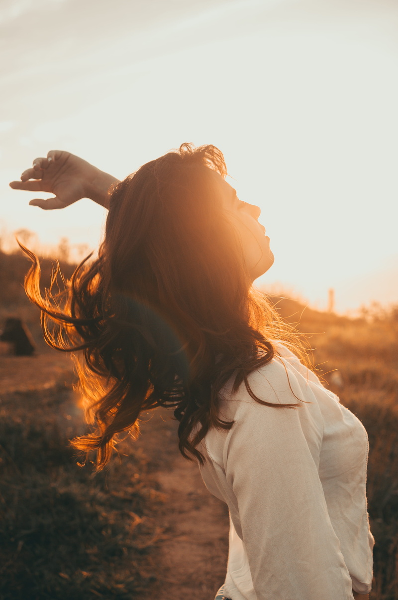 adult, nature, person, side view, long hair, landsape, woman, young adult, hair, 4K, real people, blouse, backlit, casual clothing, hairstyle, outdoors