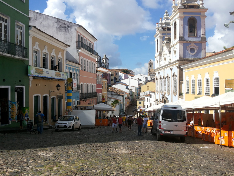 architecture, public transportation, land vehicle, sky, pelourinho, mode of transportation, van - vehicle, bus, history, building exterior, transportation