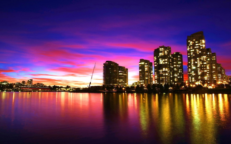 office Building, sea, canada, urban Skyline, cityscape, waterfront, landscape, cloud - sky, 720P, building Exterior, architecture, modern, twilight, travel Destinations