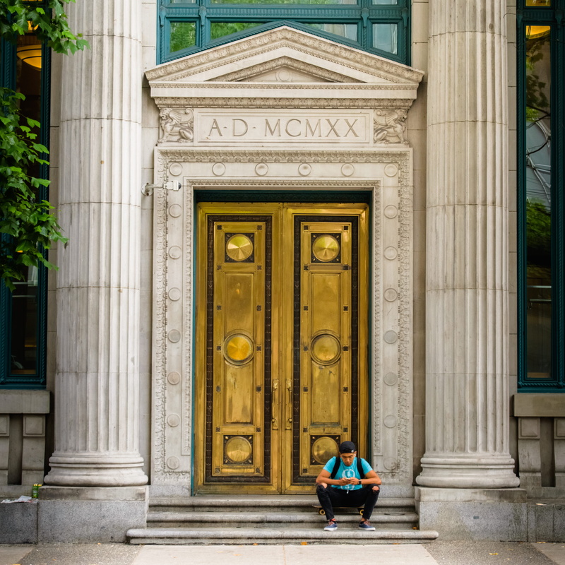 building, built structure, 2K, contrast, door, day, leisure activity, closed, front view, interesting, entrance, medieval, architectural column, canada