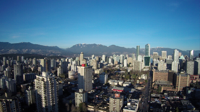 asia, mountains, sky, landscape, clear sky, building, high angle view, built Structure, travel destinations, aerial, city life, skyscraper, canada, nature